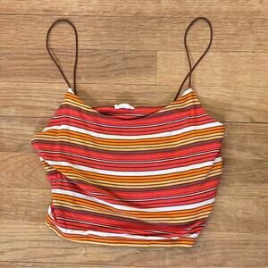 Garage orange red yellow white purple stripe crop shirt top size PS 
b23